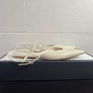 Aeyde‎ Cream Leather Pointed Toe Ankle Strap Flat Shoes Women's Size 39 EU/8 US